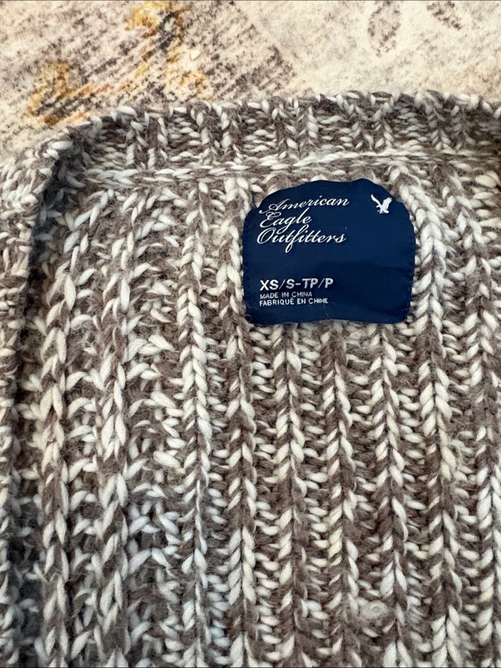 American Eagle Outfitters women’s Brown & Cream Marled Crewneck Sweater